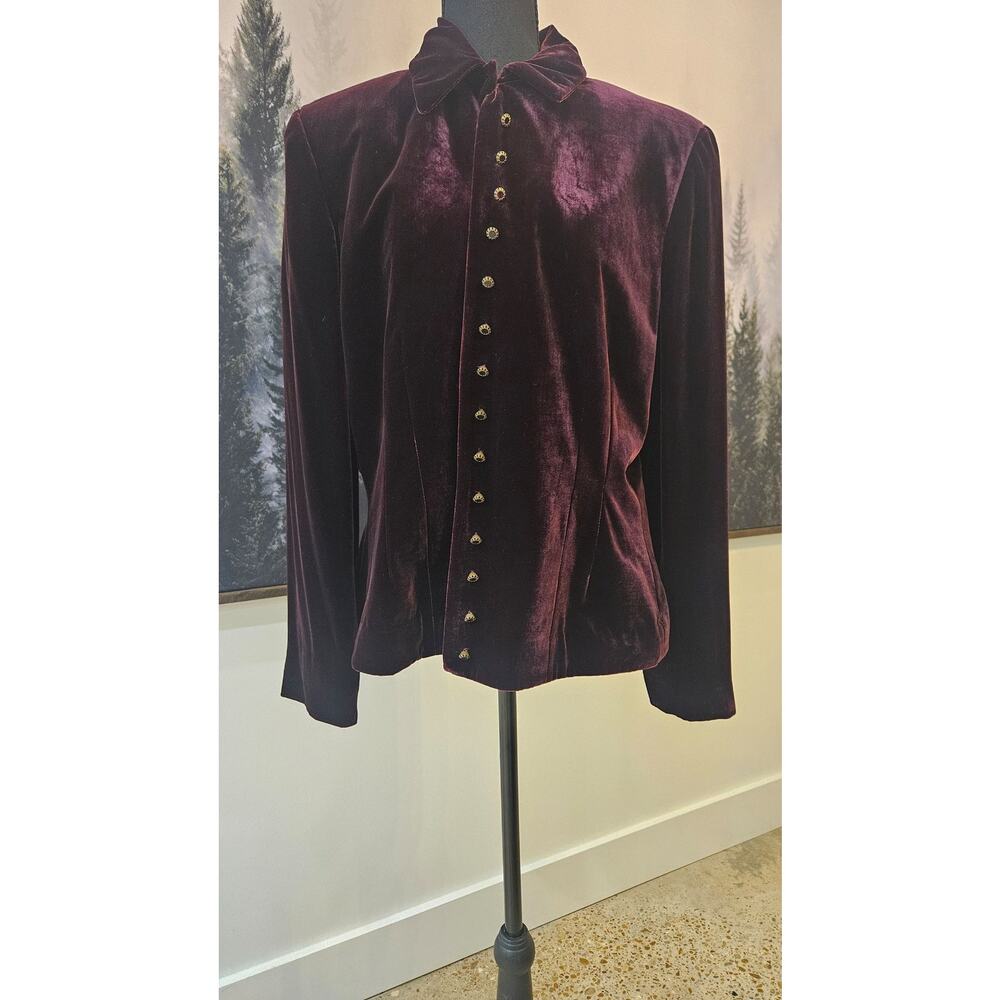 Lauren Ralph Lauren Velvet Button Up Shirt Gold Buttons Size 16 - Picture 3 of 5